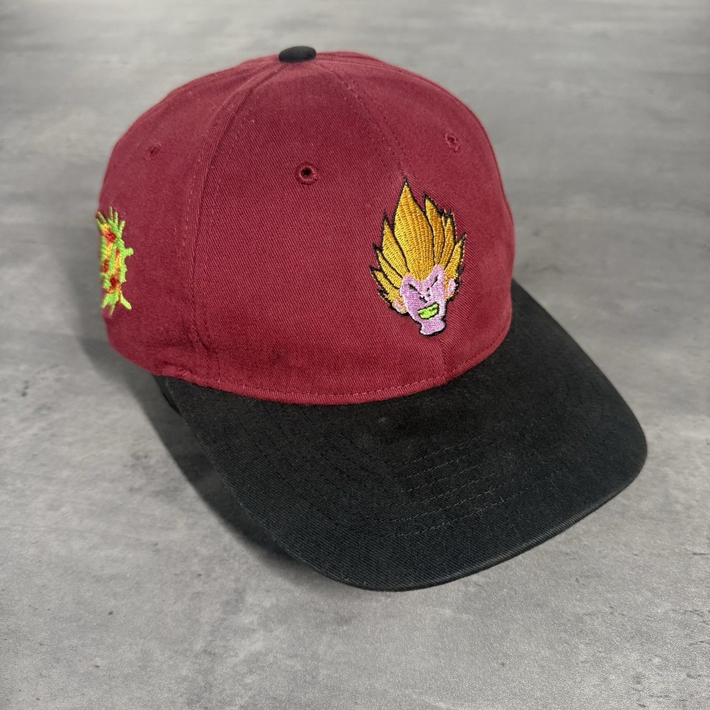 Vintage Dragon Ball Z Vegeta Super Saiyan Hat Burgundy Maroon Black‎ Anime Cap